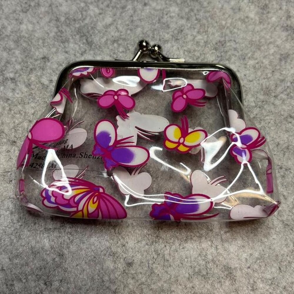 Y2K Clear Butterfly Print Kiss Lock Coin Purse